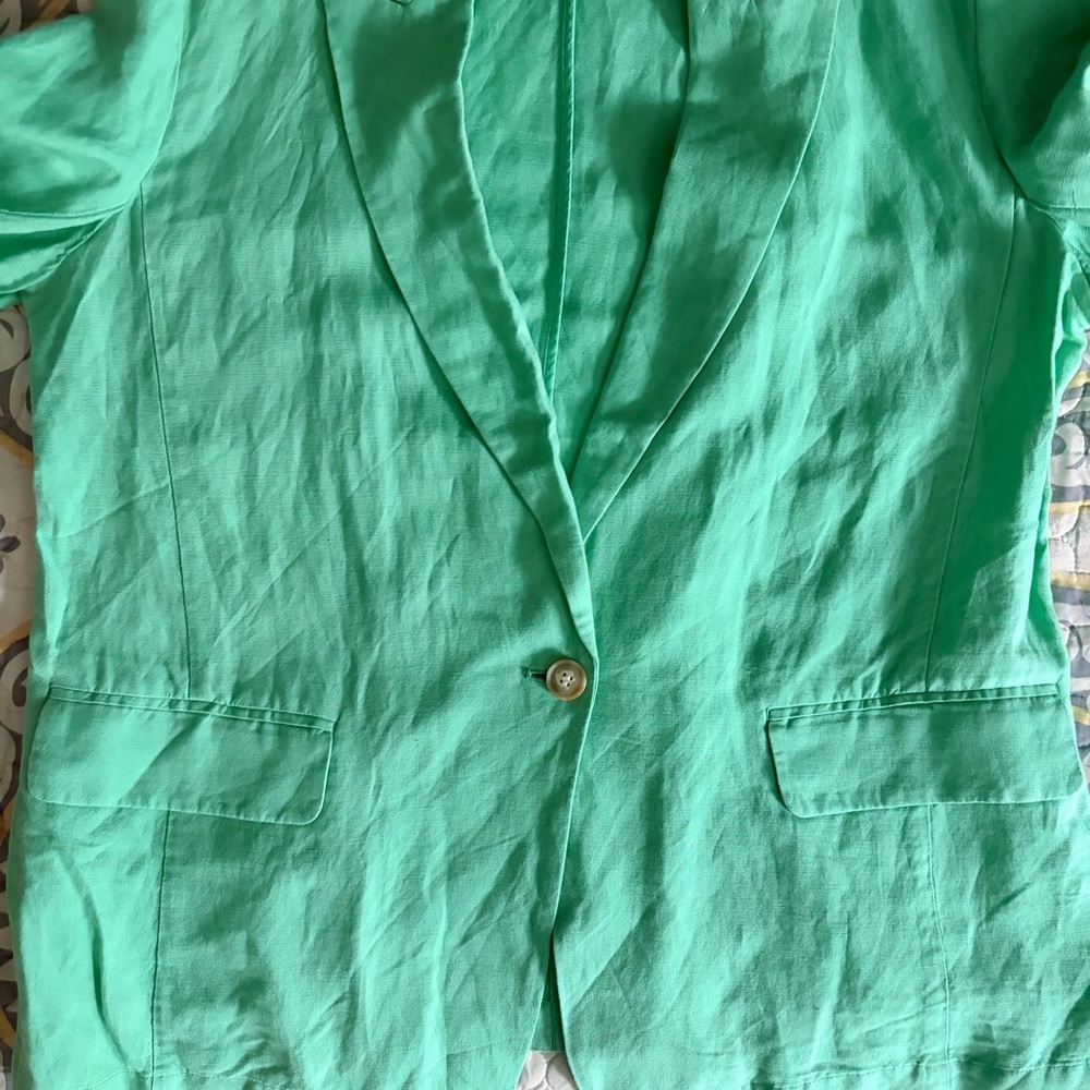 NWOT LOFT Mint Green One Button Open Long Blazer, XL - Picture 11 of 16
